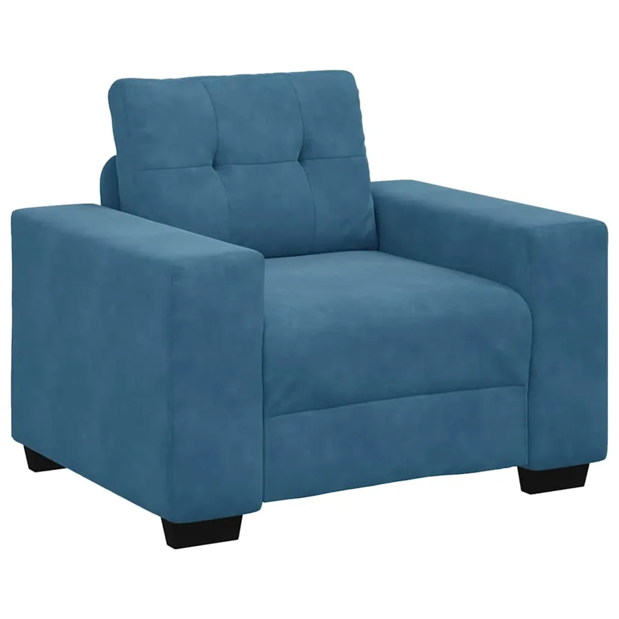 Ensemble de Canapés 3 pcs Bleu 221 x 80 x 80 cm Velours - 4