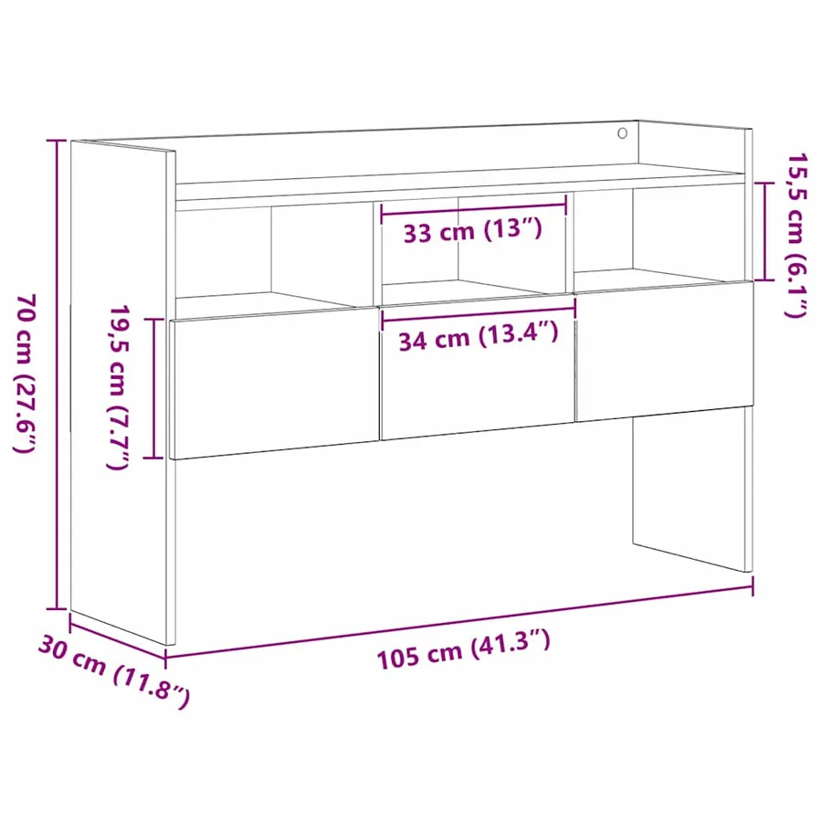 Buffet Chêne noir 105 x 30 x 70 cm Bois d'ingénierie - 12
