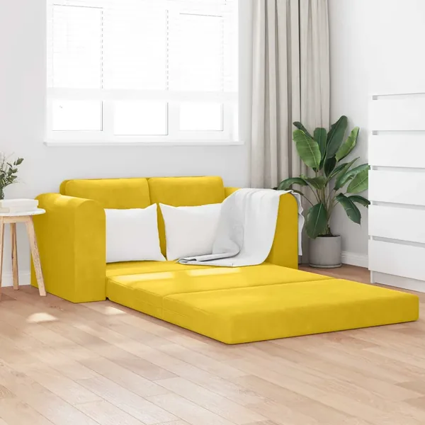 Canapé-Lit Jaune 148 x 71 x 83 cm Velours
