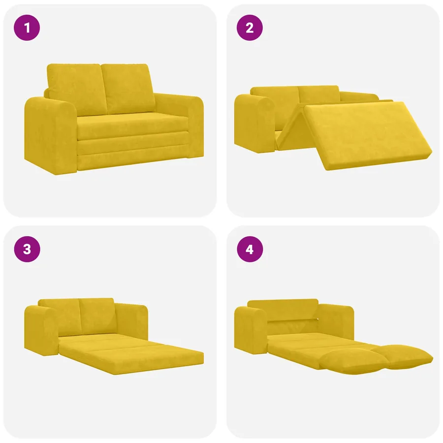 Canapé-Lit Jaune 148 x 71 x 83 cm Velours - 10