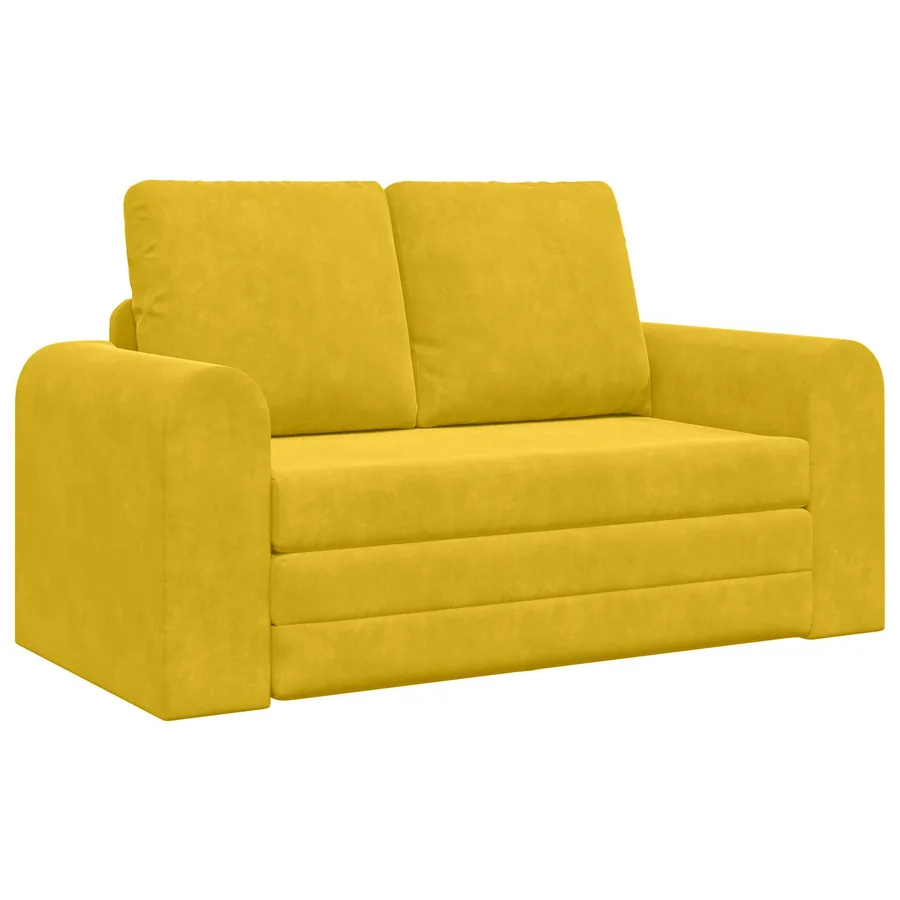 Canapé-Lit Jaune 148 x 71 x 83 cm Velours - 2