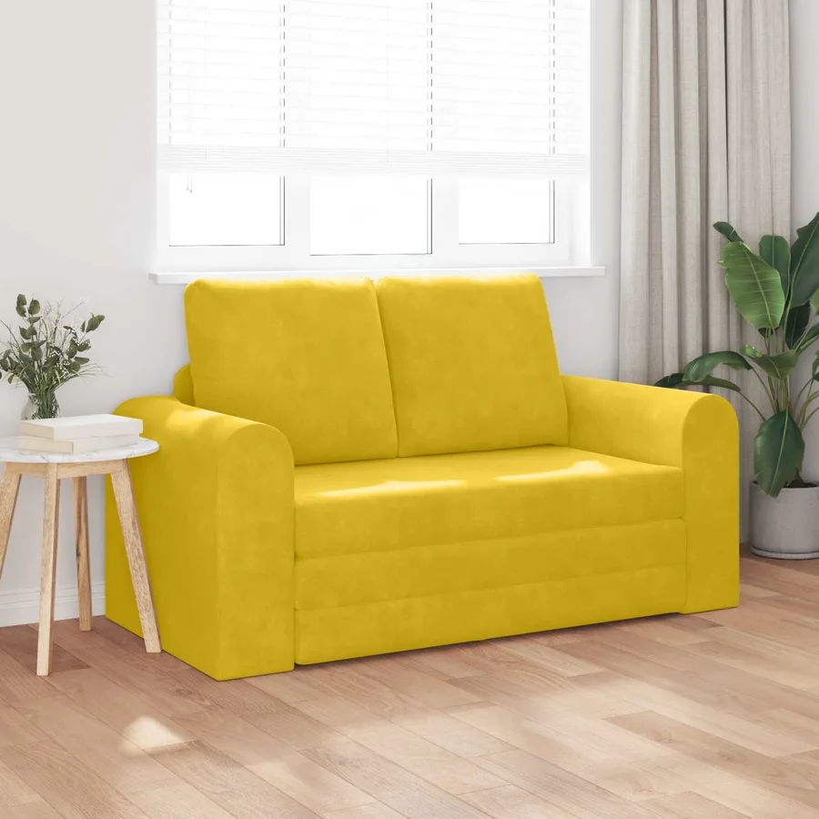 Canapé-Lit Jaune 148 x 71 x 83 cm Velours - 3