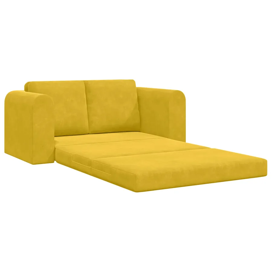Canapé-Lit Jaune 148 x 71 x 83 cm Velours - 4