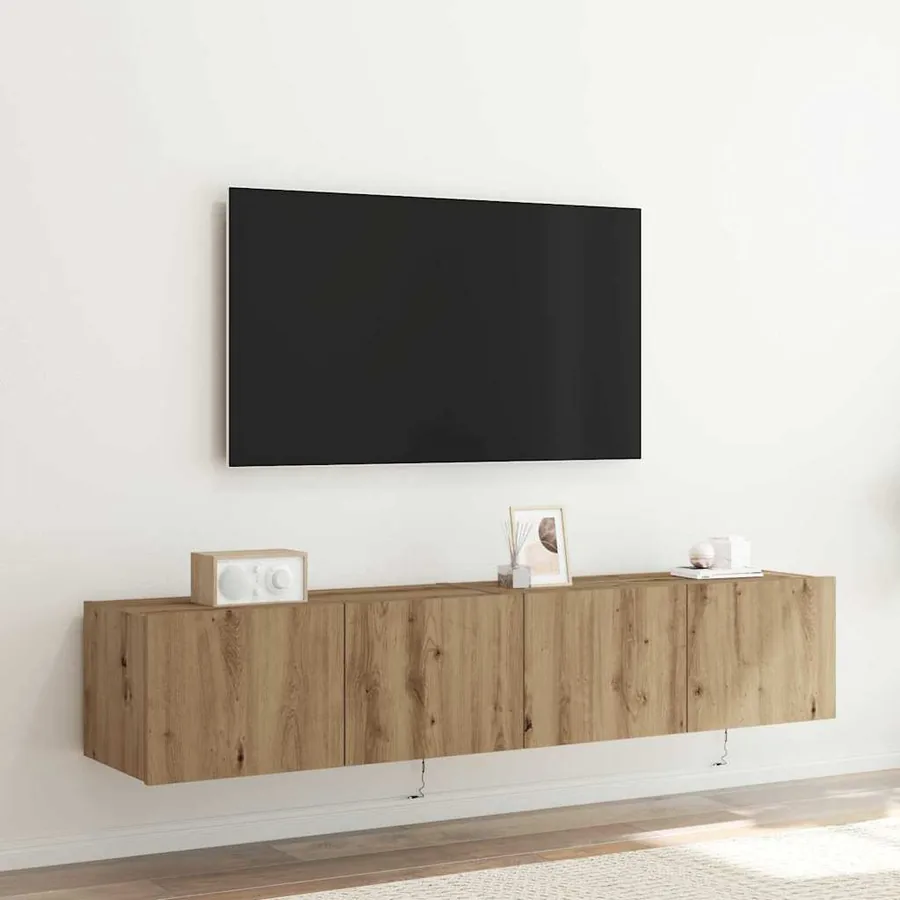 Meuble TV mural 2 pcs Chêne artisanal Bois d'ingénierie