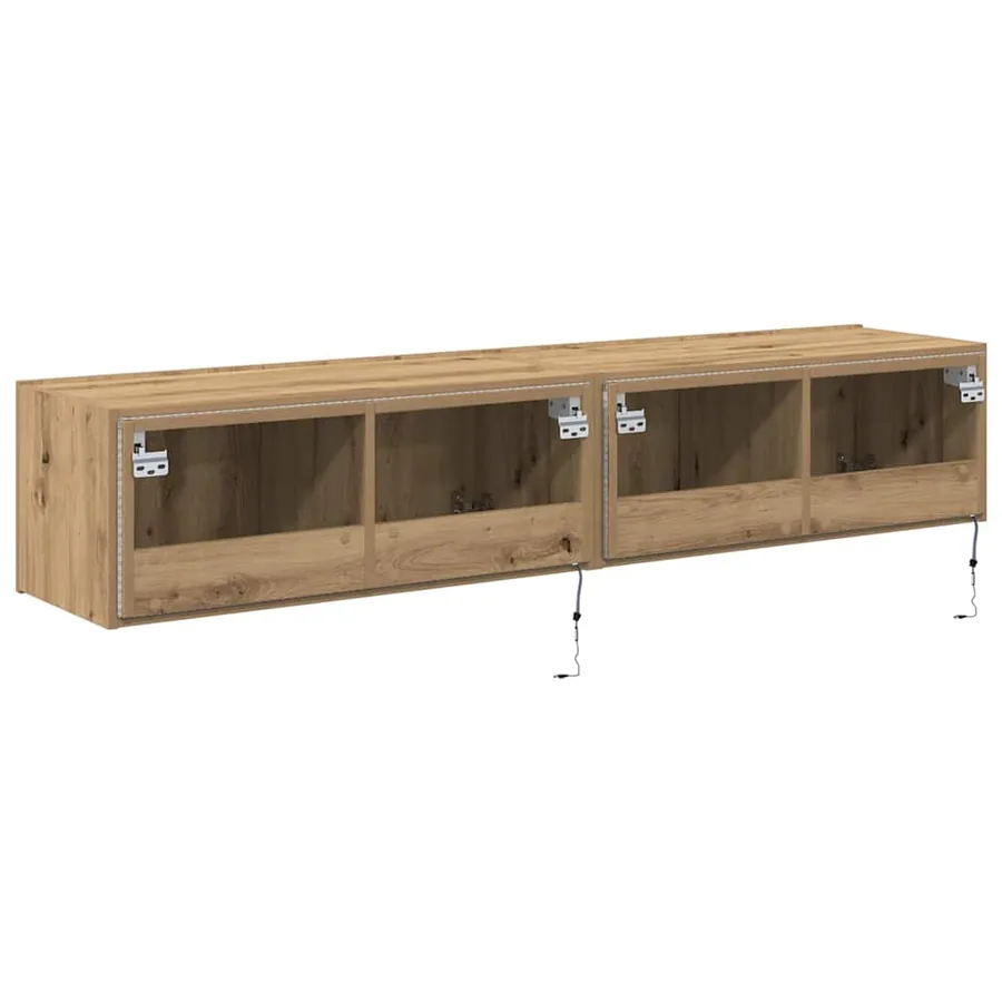Meuble TV mural 2 pcs Chêne artisanal Bois d'ingénierie - 10