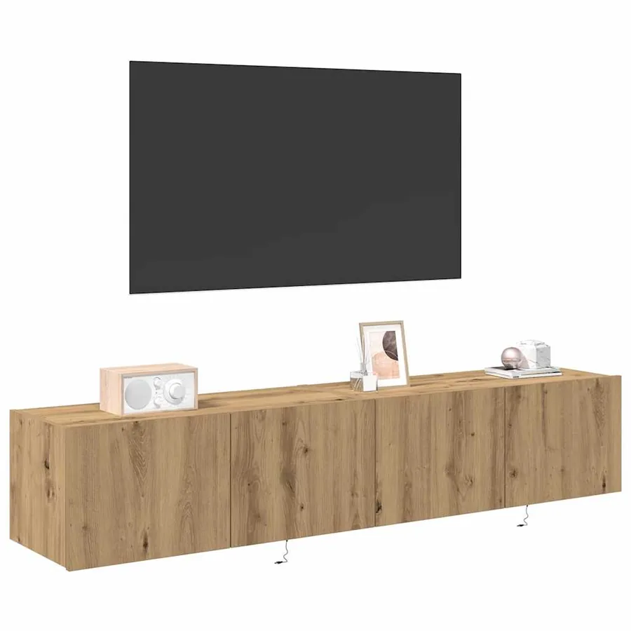 Meuble TV mural 2 pcs Chêne artisanal Bois d'ingénierie - 3