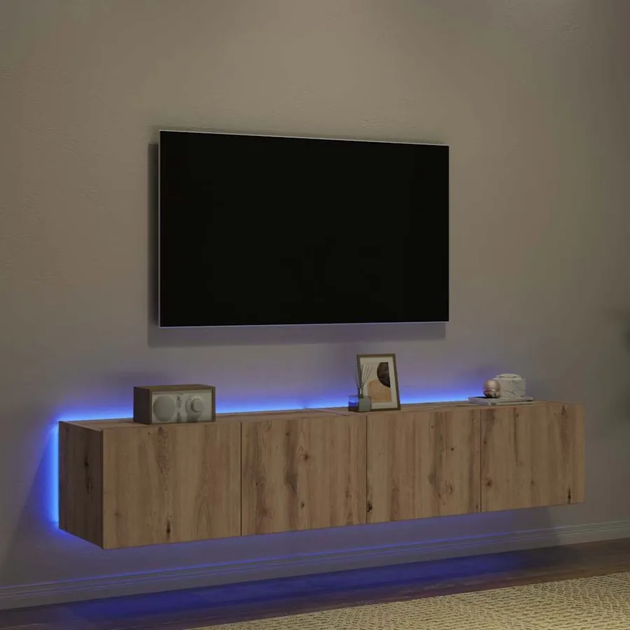 Meuble TV mural 2 pcs Chêne artisanal Bois d'ingénierie - 5