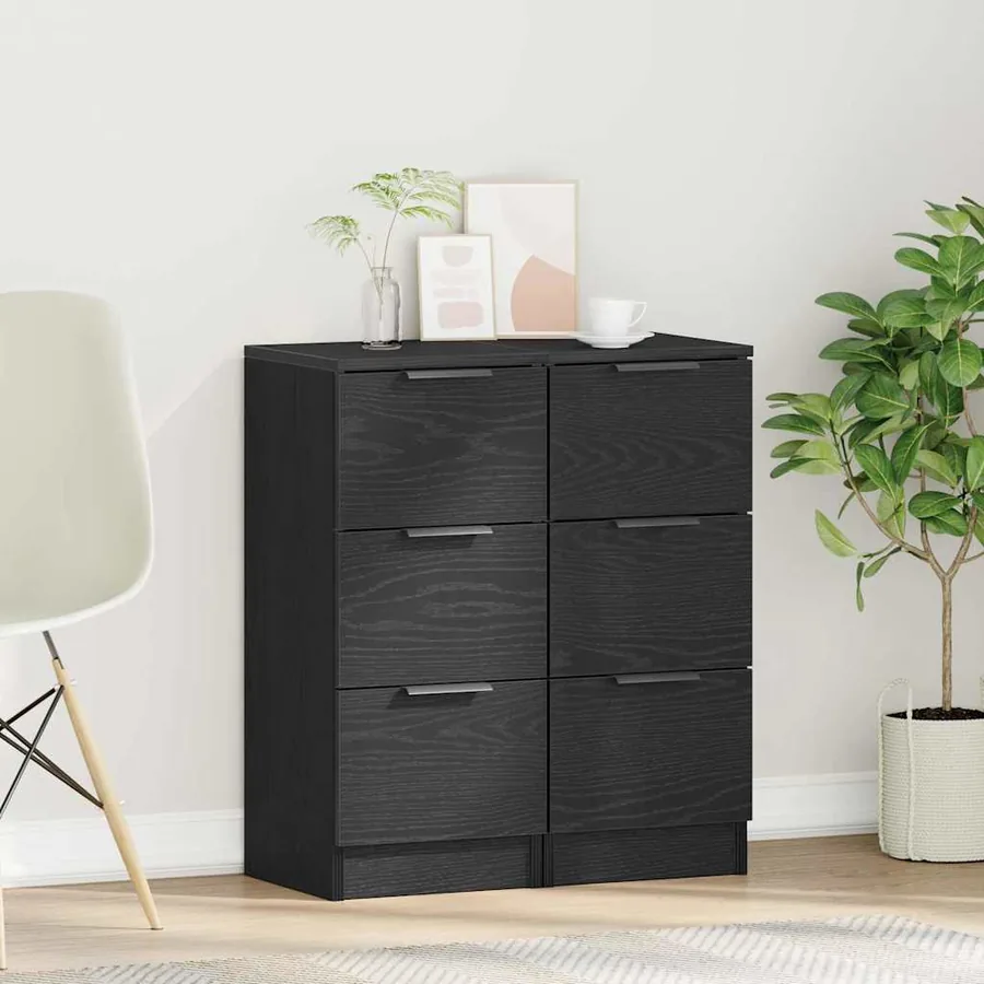 Buffet 2 pcs Chêne noir 30 x 30 x 70 cm Bois d'ingénierie