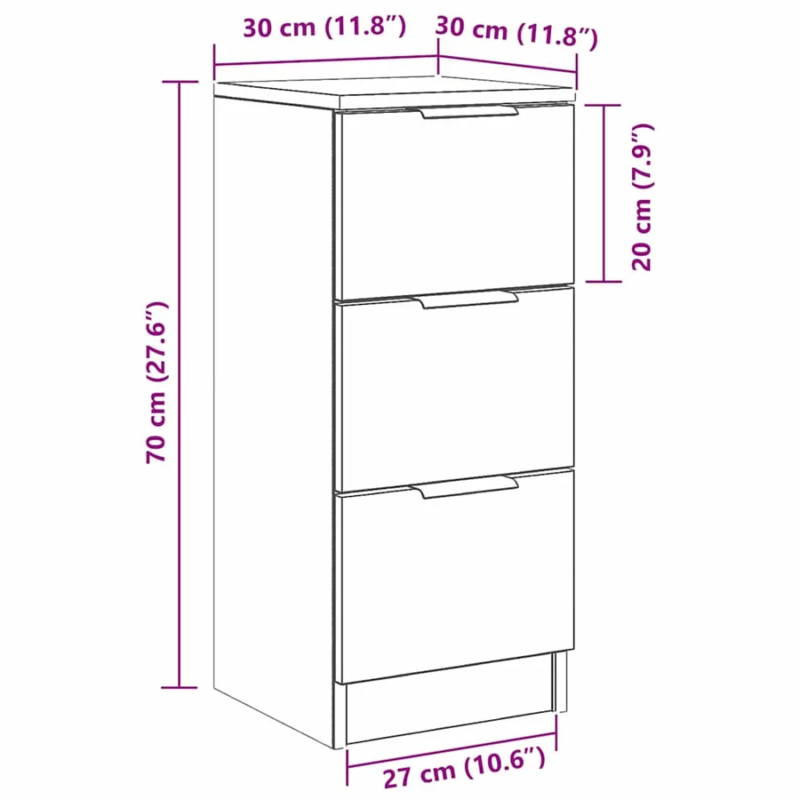 Buffet 2 pcs Chêne noir 30 x 30 x 70 cm Bois d'ingénierie - 13