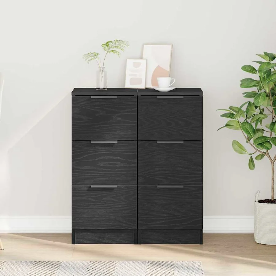 Buffet 2 pcs Chêne noir 30 x 30 x 70 cm Bois d'ingénierie - 4