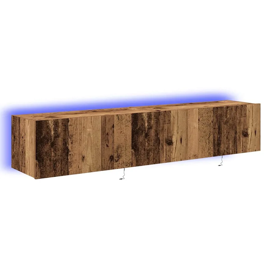 Meuble TV mural avec LED 2 pcs Bois ancien 80 x 35 x 31 cm - 2