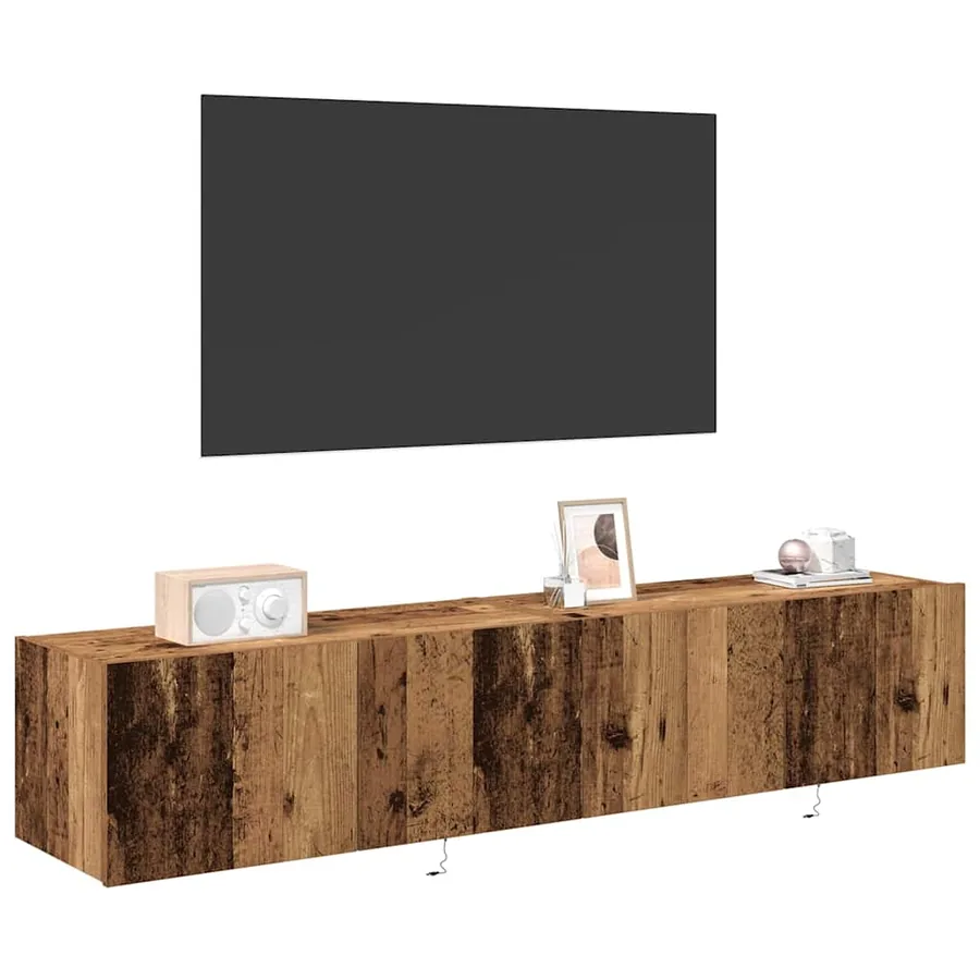 Meuble TV mural avec LED 2 pcs Bois ancien 80 x 35 x 31 cm - 3