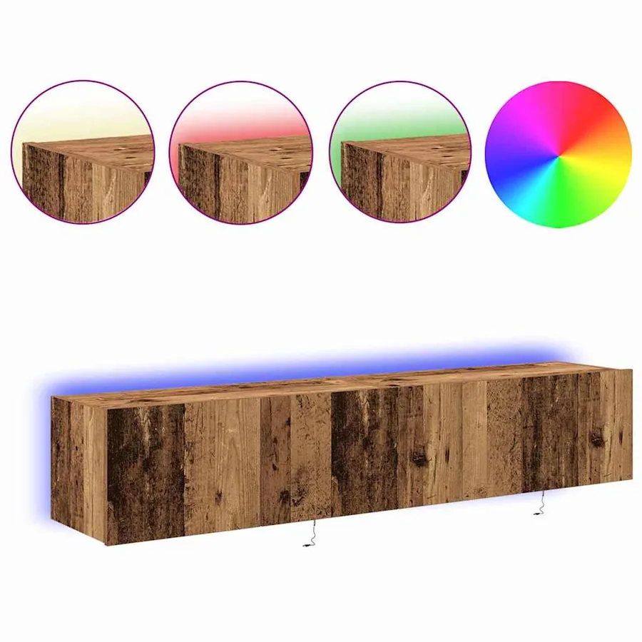 Meuble TV mural avec LED 2 pcs Bois ancien 80 x 35 x 31 cm - 4