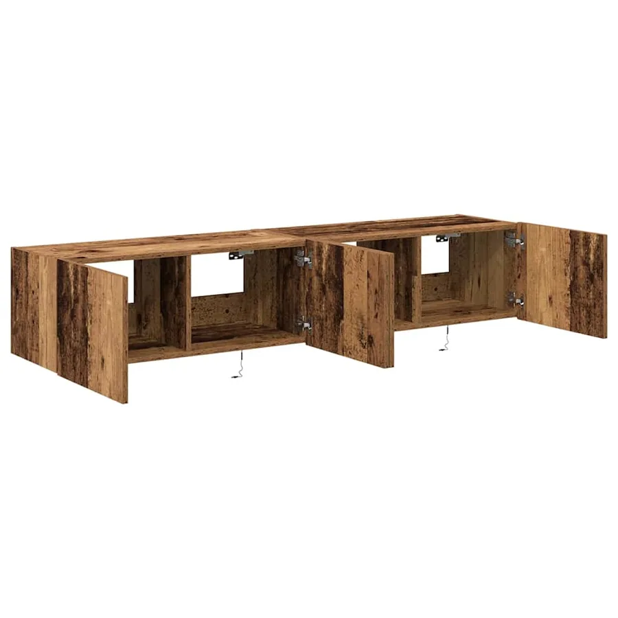 Meuble TV mural avec LED 2 pcs Bois ancien 80 x 35 x 31 cm - 7