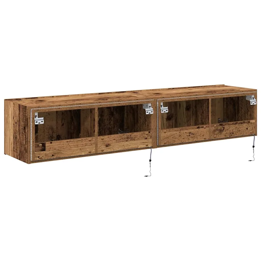Meuble TV mural avec LED 2 pcs Bois ancien 80 x 35 x 31 cm - 8