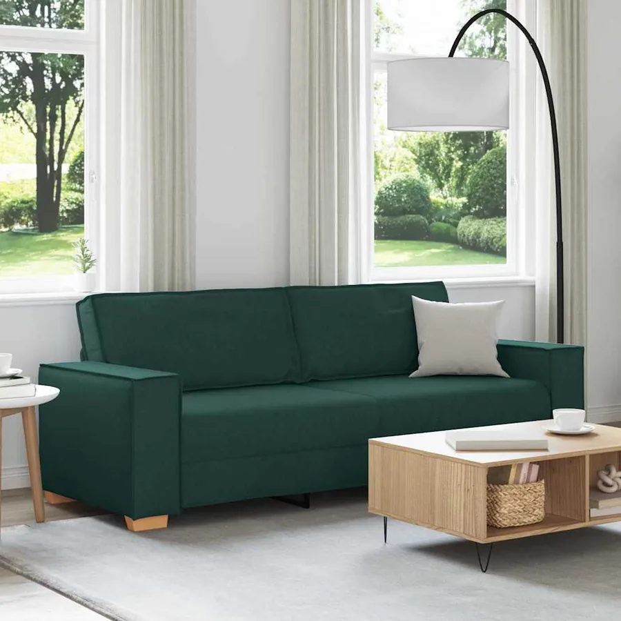 Sofa 3 places Vert foncé 220 cm tissu