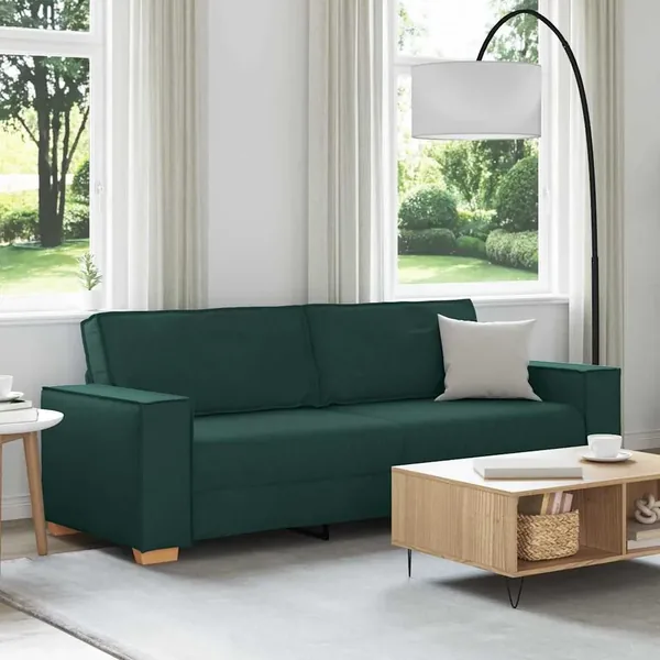 Sofa 3 places Vert foncé 220 cm tissu