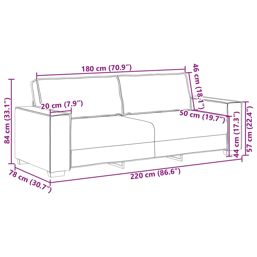 Canapé 3 pcs Taupe 220 x 80 x 84 cm Tissu en lin mélangé - 14