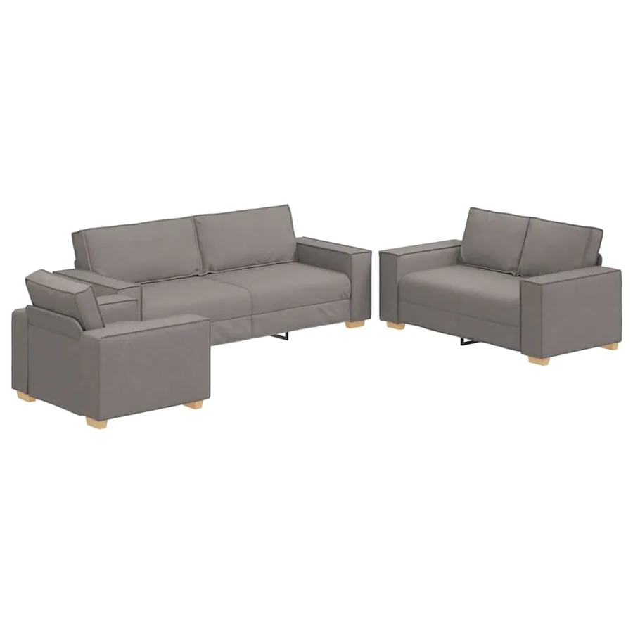 Canapé 3 pcs Taupe 220 x 80 x 84 cm Tissu en lin mélangé - 2