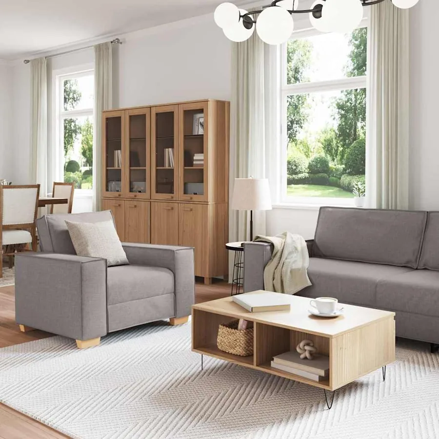 Canapé 3 pcs Taupe 220 x 80 x 84 cm Tissu en lin mélangé - 3