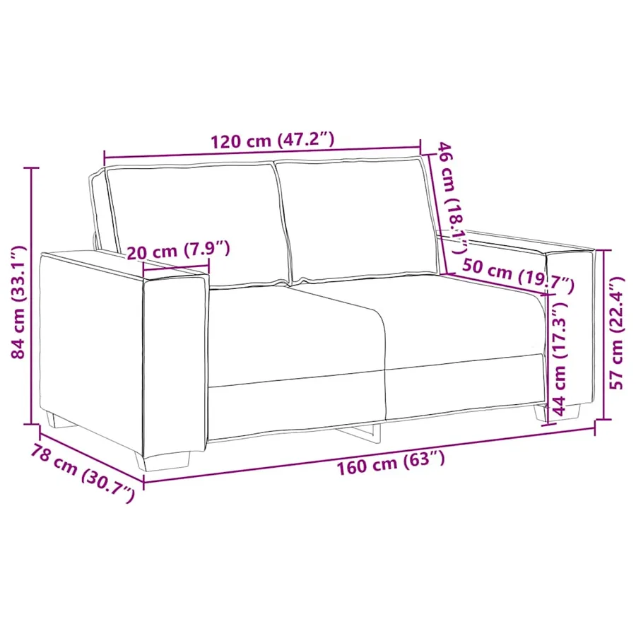 Ensemble de canapé 2 pcs avec coussins en tissu marron - 10