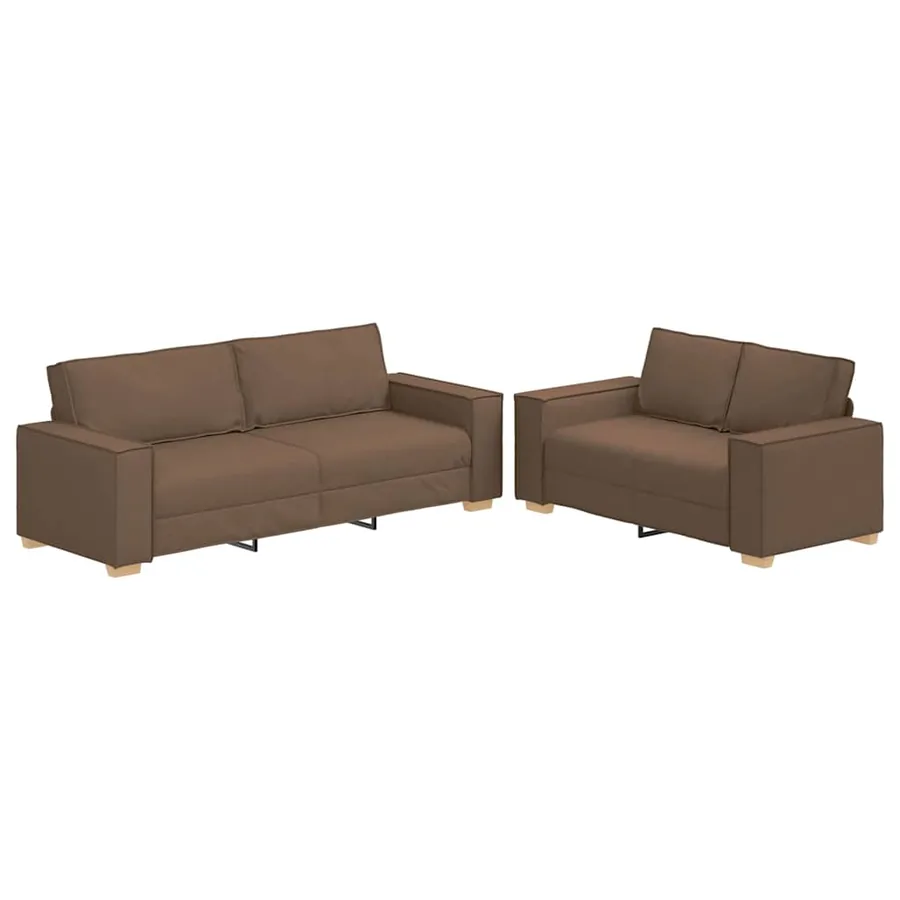 Ensemble de canapé 2 pcs avec coussins en tissu marron - 2