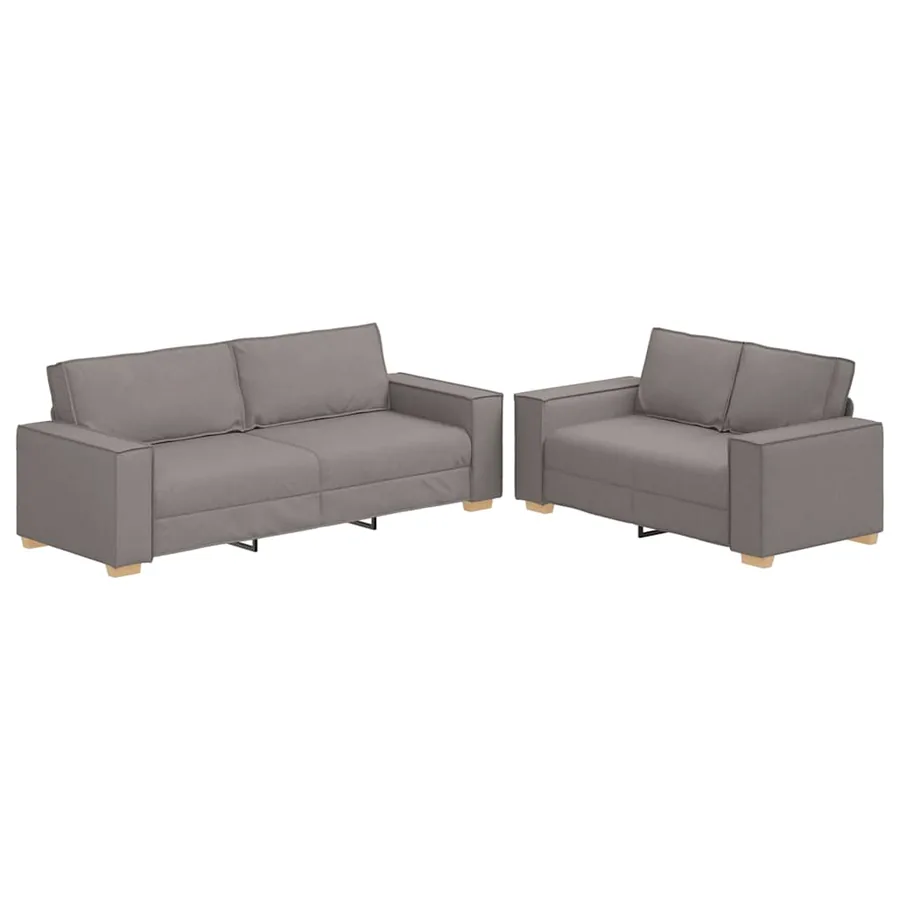Ensemble de canapé 2 pcs avec coussins en tissu taupe - 2