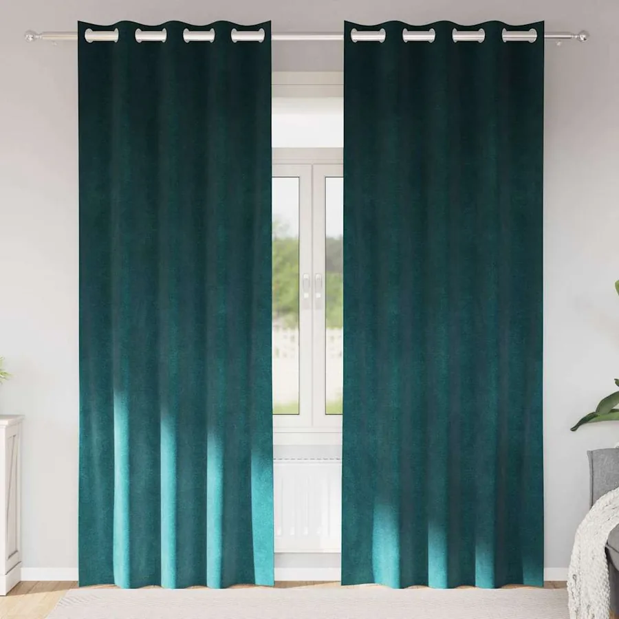 Rideaux occultants 2 pcs Vert foncé 140 x 225 cm Velours