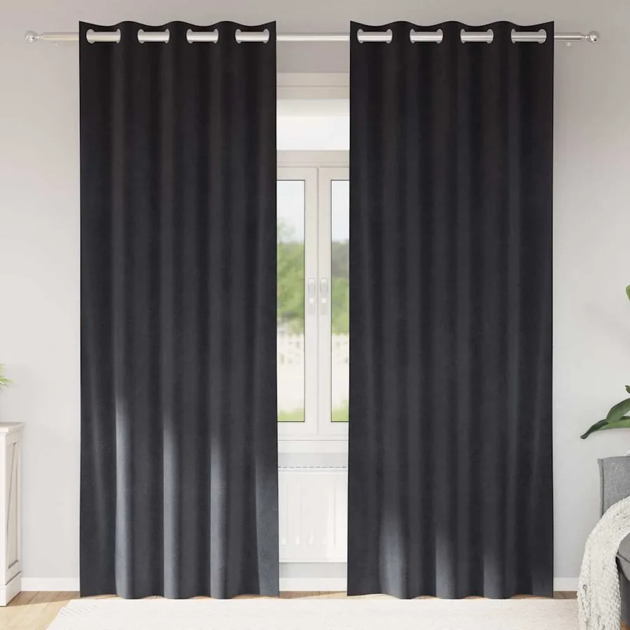 Rideaux occultants 2 pcs Gris foncé 140 x 225 cm Velours