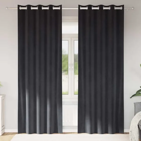 Rideaux occultants 2 pcs Gris foncé 140 x 225 cm Velours