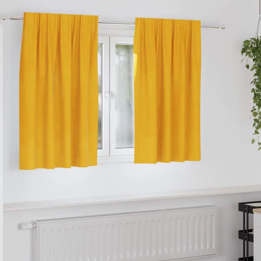 Rideaux occultants 2 pcs Jaune moutarde 140 x 140 cm Velours
