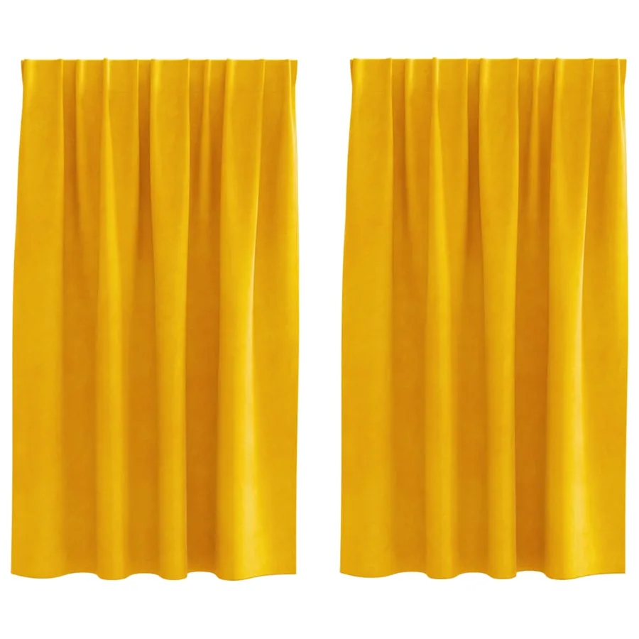 Rideaux occultants 2 pcs Jaune moutarde 140 x 140 cm Velours - 2