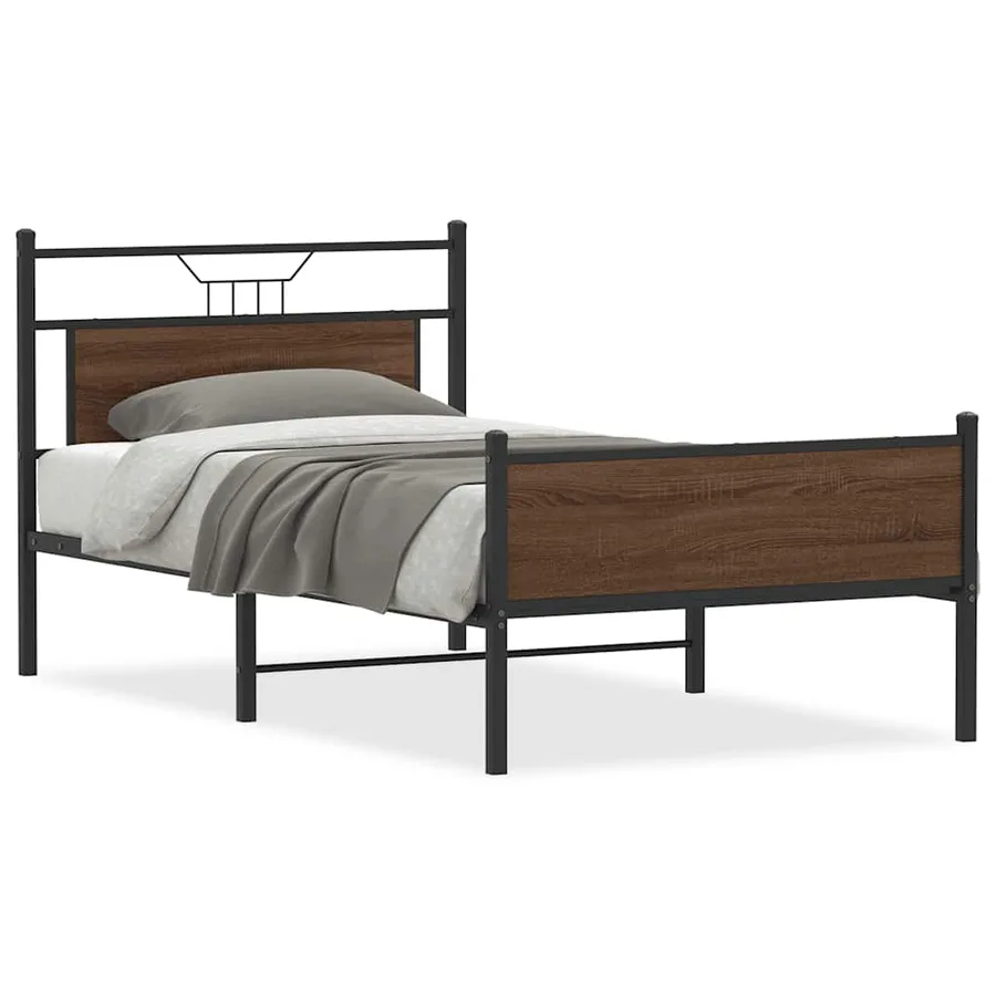 Cadre de lit sans matelas chêne marron 107x203 cm - 2