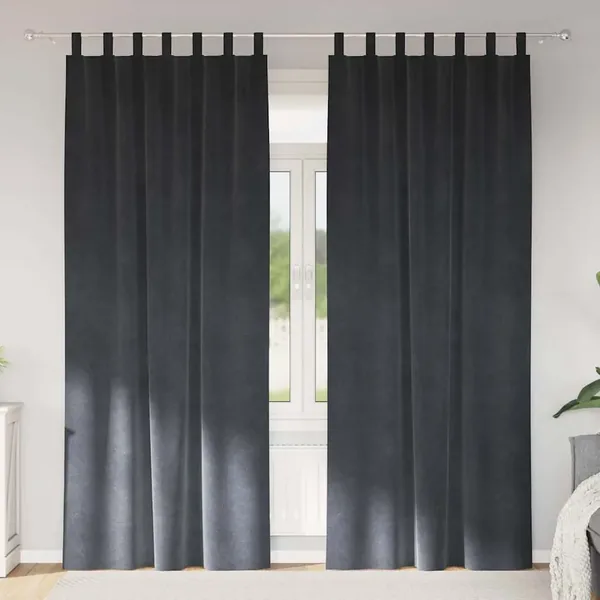Rideaux occultants 2 pcs Gris clair 140 x 225 cm Velours