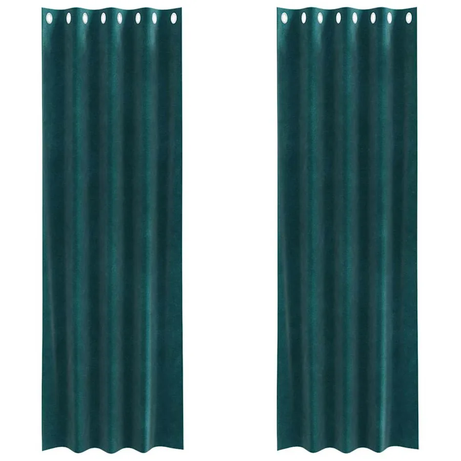 Rideaux occultants 2 pcs Vert foncé 140 x 260 cm Velours - 2