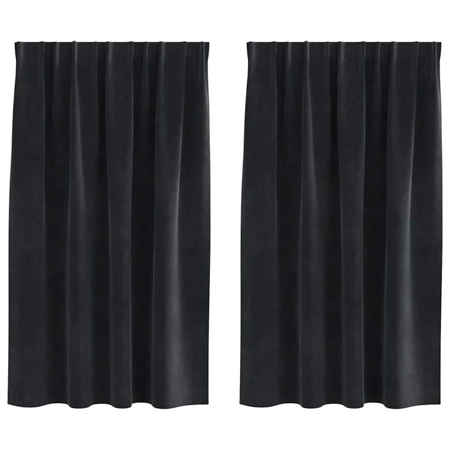 Rideaux occultants 2 pcs Noir 140 x 140 cm Velours - 2