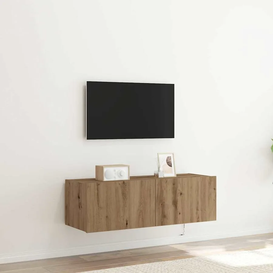 Meuble TV mural 100 x 35 x 31 cm Chêne artisanal