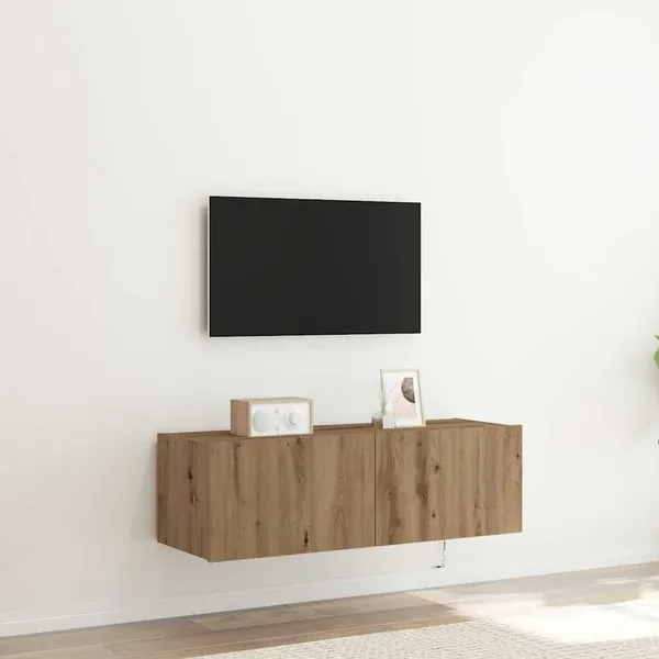 Meuble TV mural 100 x 35 x 31 cm Chêne artisanal