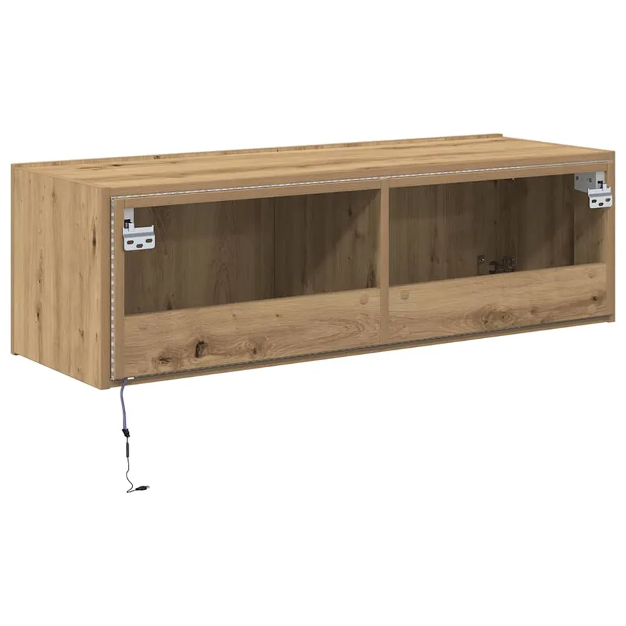 Meuble TV mural 100 x 35 x 31 cm Chêne artisanal - 10