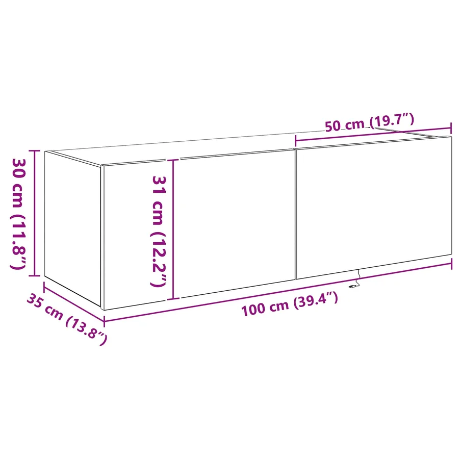 Meuble TV mural 100 x 35 x 31 cm Chêne artisanal - 17
