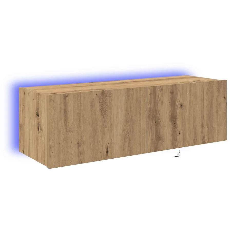 Meuble TV mural 100 x 35 x 31 cm Chêne artisanal - 2