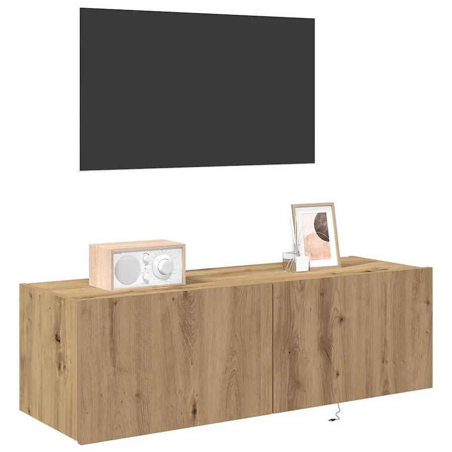 Meuble TV mural 100 x 35 x 31 cm Chêne artisanal - 3