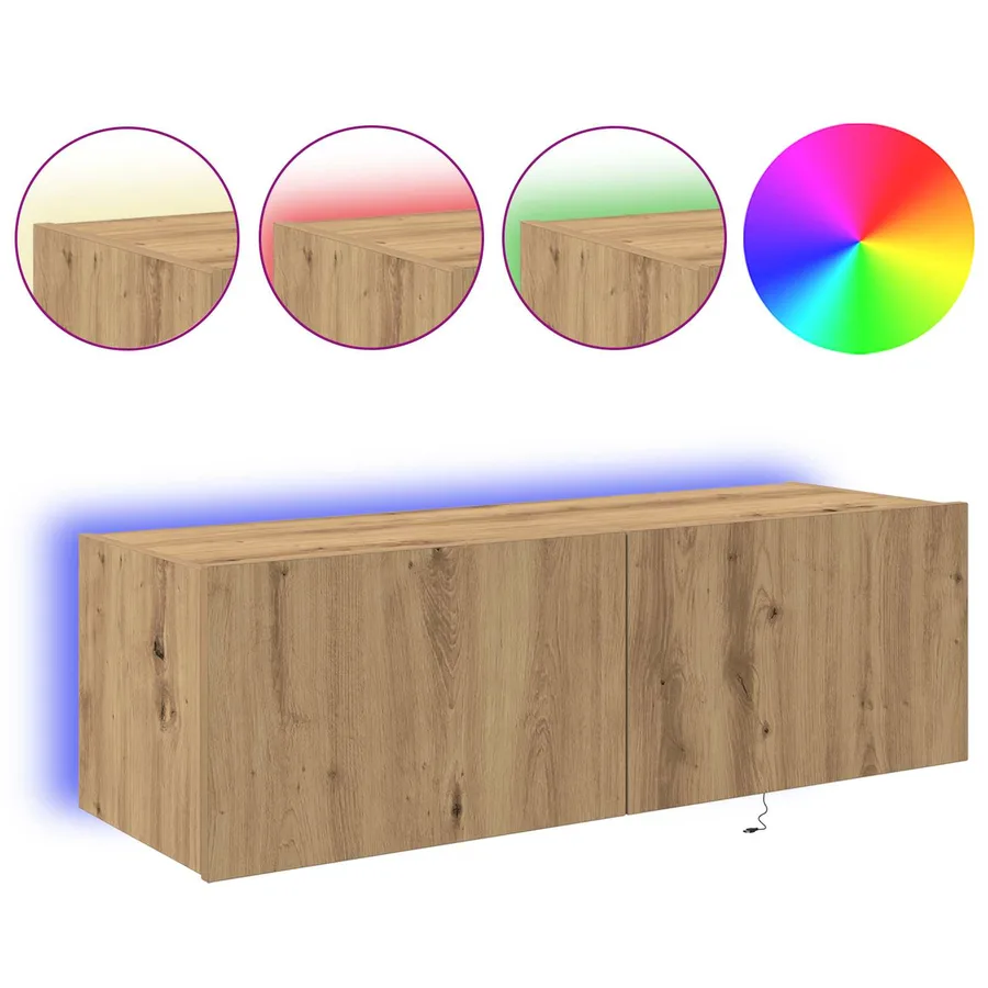 Meuble TV mural 100 x 35 x 31 cm Chêne artisanal - 4