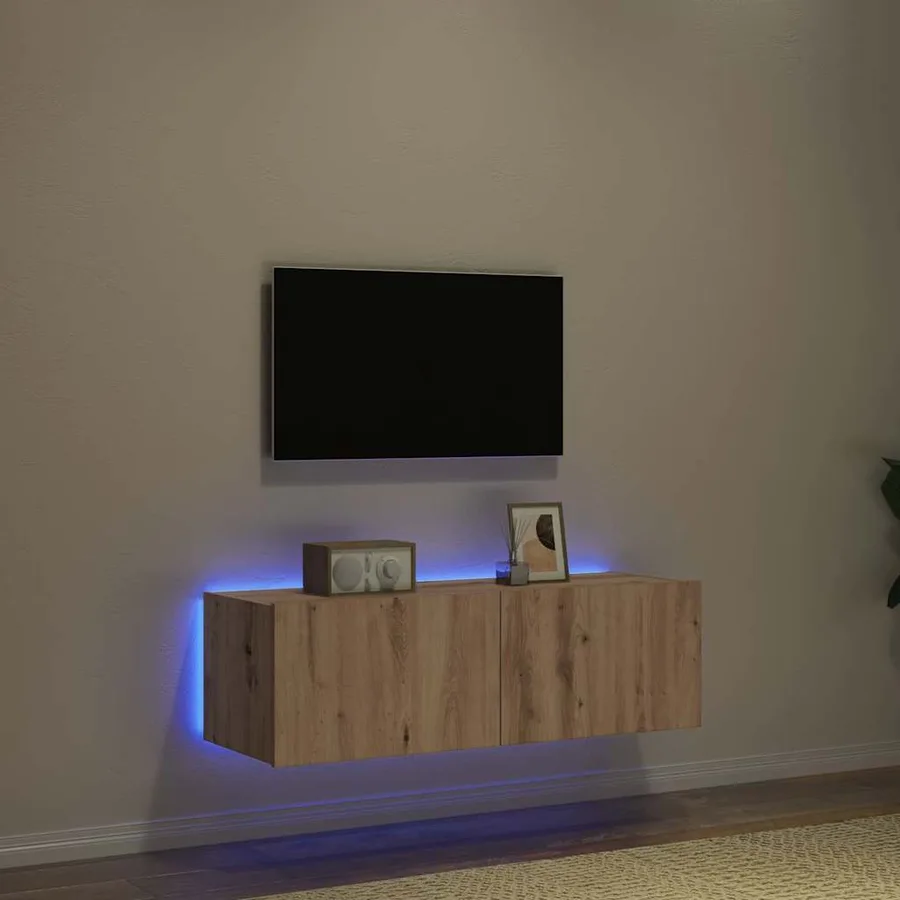 Meuble TV mural 100 x 35 x 31 cm Chêne artisanal - 5
