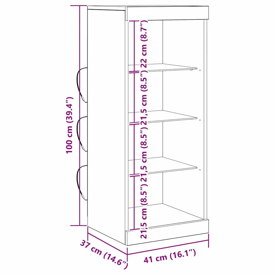 Buffet LED Bois ancien 41 x 37 x 100 cm Bois d'ingénierie - 13