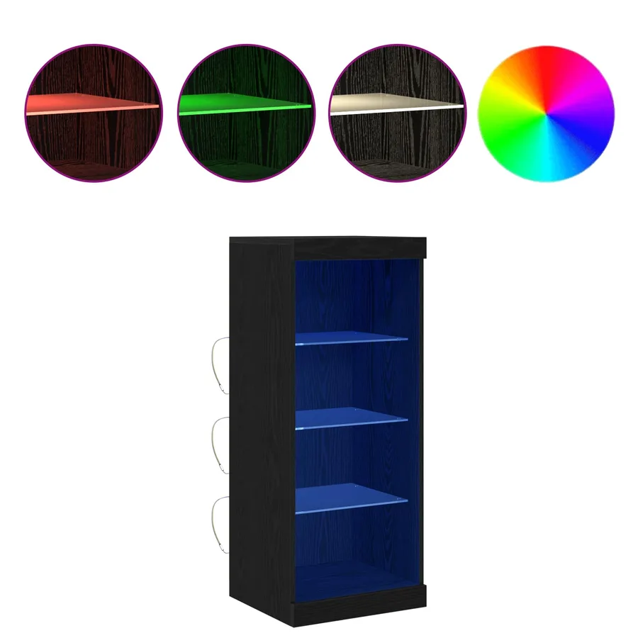 Buffet LED Chêne noir 41 x 37 x 100 cm Bois d'ingénierie - 4
