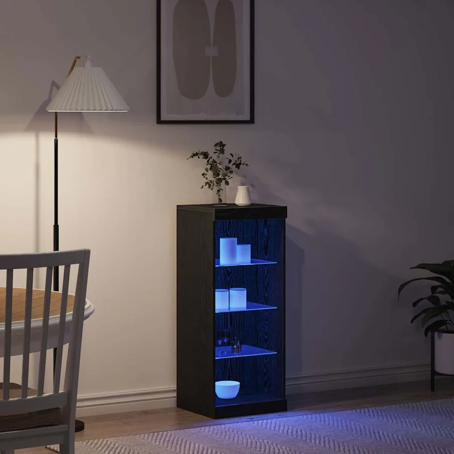 Buffet LED Chêne noir 41 x 37 x 100 cm Bois d'ingénierie - 5