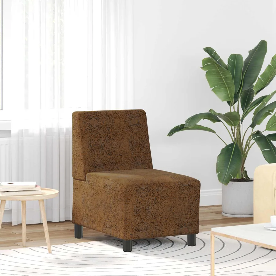 Fauteuil marron 55 cm suédine - 3