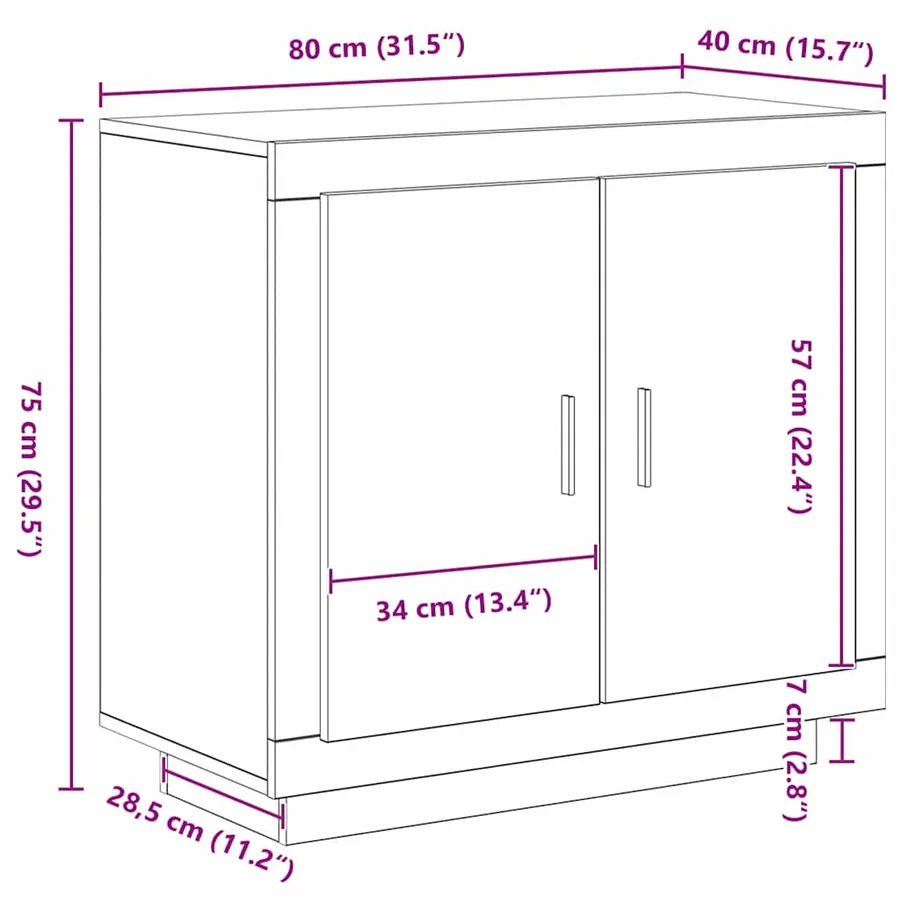 Buffet Chêne noir 80 x 40 x 75 cm Bois d'ingénierie - 12