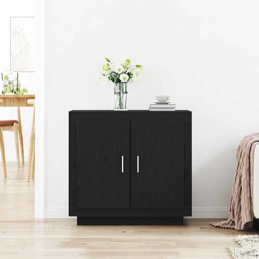 Buffet Chêne noir 80 x 40 x 75 cm Bois d'ingénierie - 4